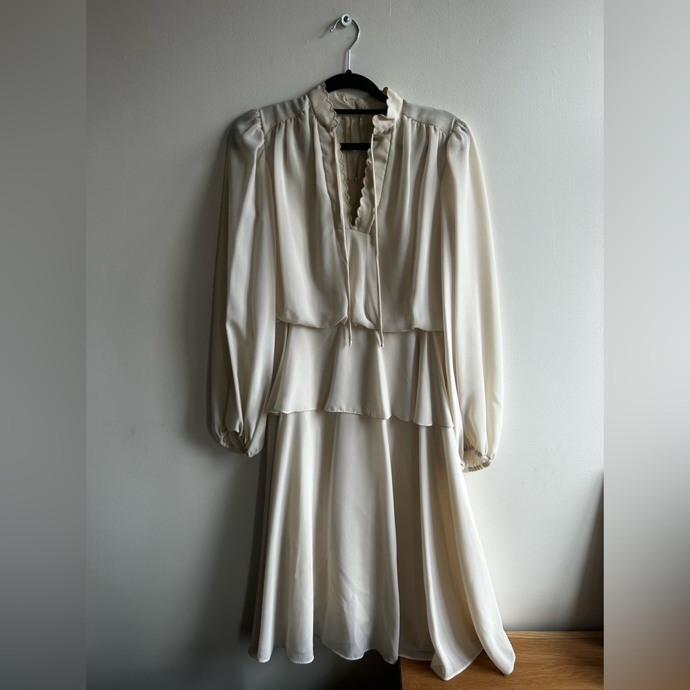 Vintage Cream Long Sleeve Dress (No Size Tag)